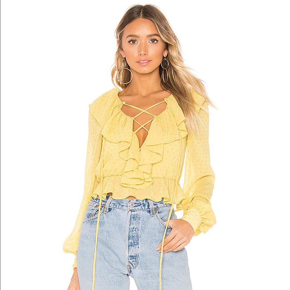 X by NBD Cherry Pie Top in Yellow